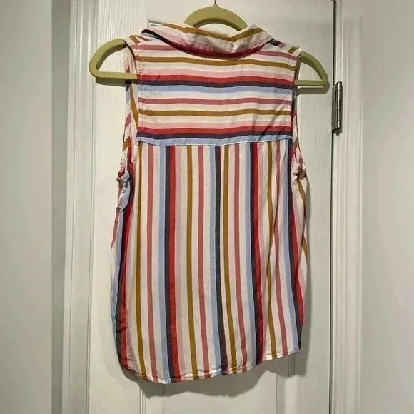Aeropostale Soft Flowy Front Knot Striped Sleeveless Collared Blouse Size S - Picture 5 of 10